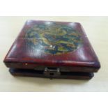 A Chinese reproduction of a red and black lacquered brass mounted and printed paper traveller's