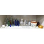 Miscellaneous mainly late 19th/early 20thC coloured and clear glass medical receptacles, bottles,