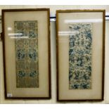 Two similar early 20thC Chinese silk panels,
