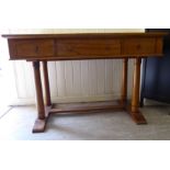 A modern Oriental Regency Revival hardwood and figured walnut side table,