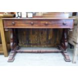 A late Victorian mahogany side table with two in-line drawers,