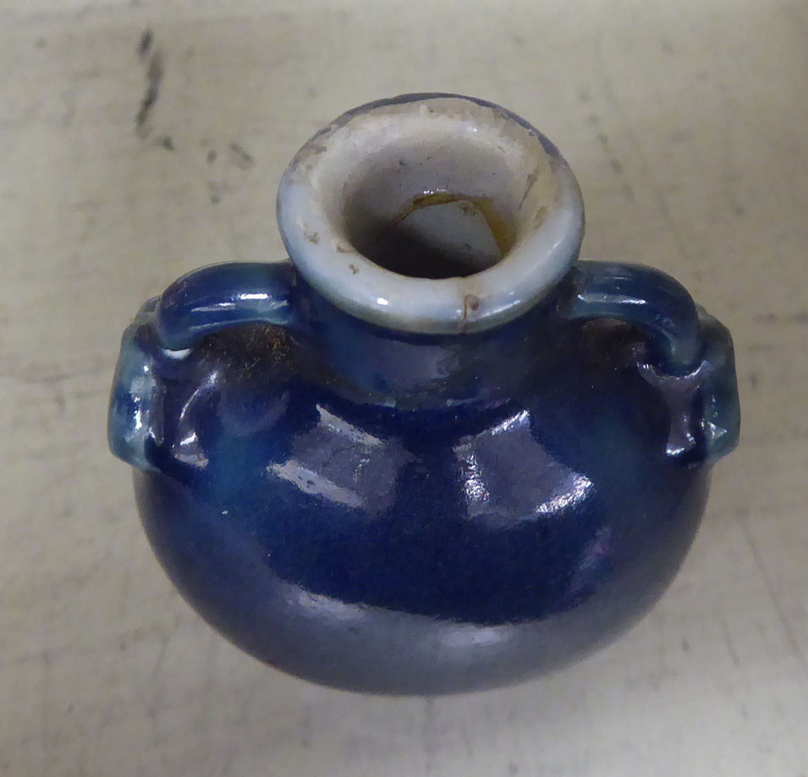 Oriental artefacts: to include a late 19thC Chinese porcelain miniature blue glazed vase 2. - Image 4 of 4