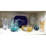 Decorative glassware: to include a blue vase,