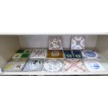 Thirteen late 19th/early 20thC ceramic wall tiles: to include Wedgwood and Mintons OS5