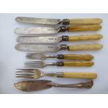 19thC silver flatware: to include a part fish service mixed marks 11