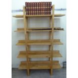 A modern beech framed five tier open bookcase,