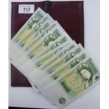 Thirteen one pound notes 11