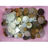 Uncollated British and foreign coins and banknotes: to include francs, cents,