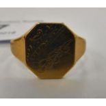 A 9ct gold signet ring boxed 11