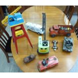 Mid 20thC Tri-ang and other toys: to include a diecast model crane 18''h LSB