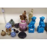 Various 20thC Oriental collectables: to include a pair of china Dogs of Fo 10''h TO9