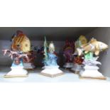 A small collection of nine Capo di Monte china tropical fish ornaments: to include a clown fish 5.