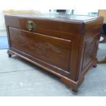 A 20thC Chinese teak chest,