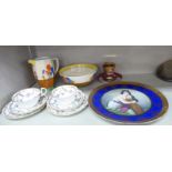 Decorative ceramics: to include a late 19thC Vienna porcelain cup and saucer,