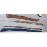 Two similar split cane fishing rods LSF