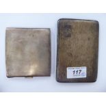 Two 1930s silver folding cigarette cases with engine turned decoration mixed marks 11