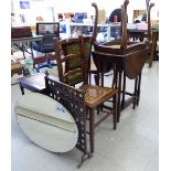 Small furniture: to include a William IV style mahogany framed dining chair, raised on octagonal,