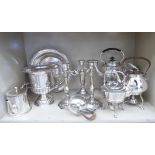Silver plated tableware: to include a twin handled pedestal wine cooler 13''h OS3
