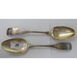 A pair of early 19thC George III Irish silver Old English pattern tablespoons Dublin 1806 11