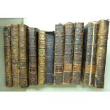 Eleven 18thC leather bound books: to include 'The Works of Alexander Pope' OS10