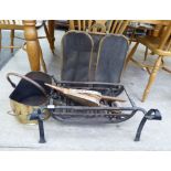 Hearth related items: to include a wrought iron fire grate 24''w F