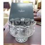 A Waterford crystal pedestal punch bowl with star and line-cut decoration 10''dia boxed CA