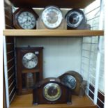 Clocks: to include a late 19thC walnut cased wall clock of octagonal form;