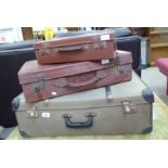 Luggage: to include a faux brown hide case with metal clasps 5''h 16''w CS