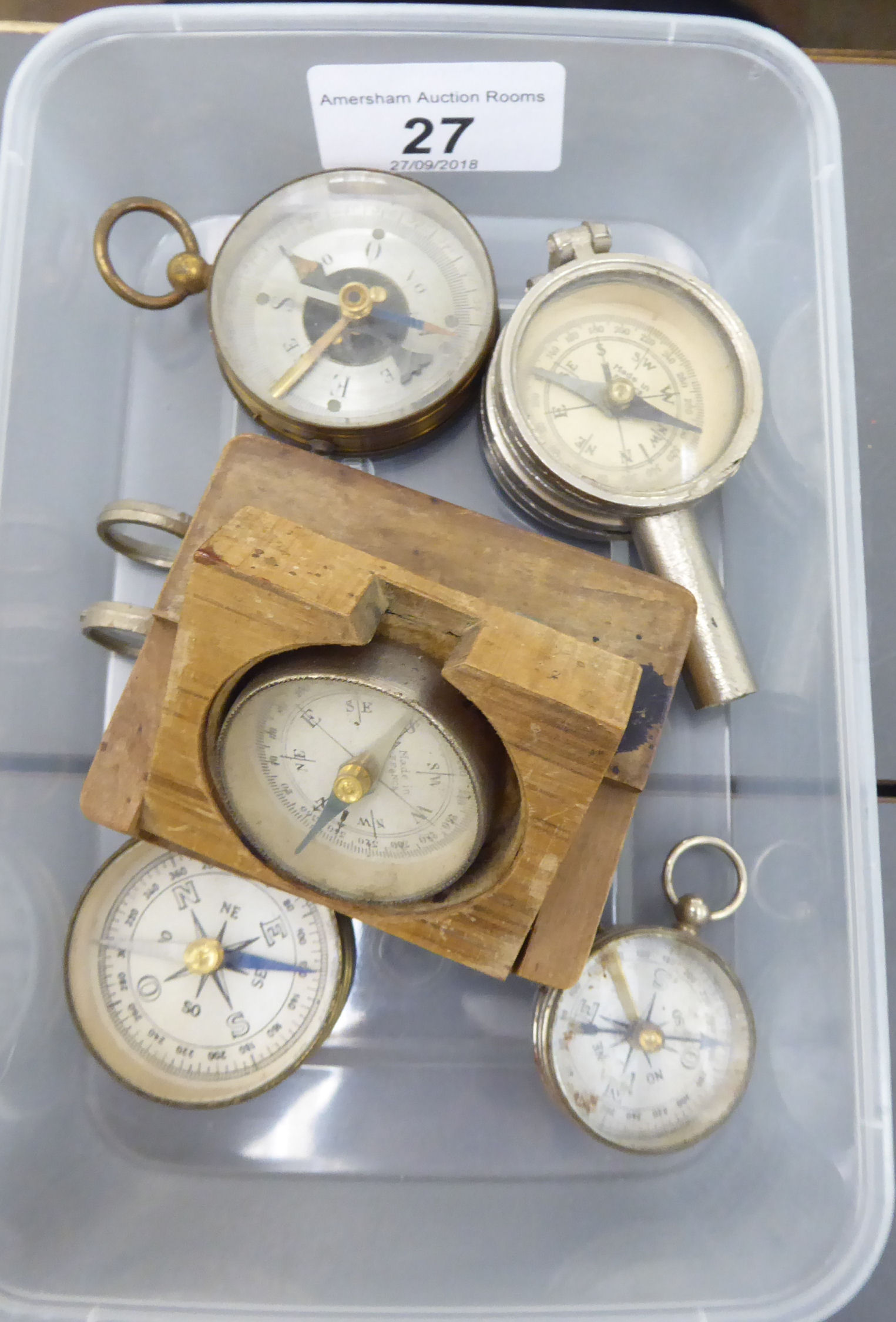 Six early 20thC and later various compasses cased CS