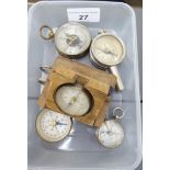 Six early 20thC and later various compasses cased CS