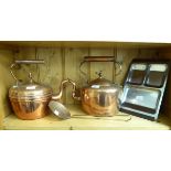 Metalware: to include a late Victorian copper kettle with a fixed top handle RAM