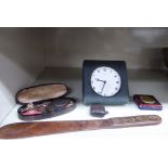 A mixed lot: to include an early 20thC Mallett & Son chromium plated cased travel timepiece boxed