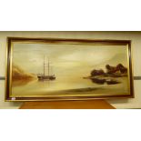 20thC European School - a galleon on a calm sea,