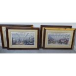 Four late Victorian scenes - industrial interiors coloured engravings 14'' x 22'' framed