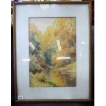 Sylvester Stannard - a landscape with a steam within woodland watercolour bears a signature 14''