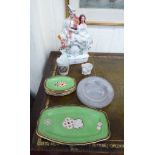 Ceramics and glass: to include a late Victorian Staffordshire pottery flatback group,