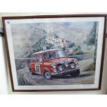 Robin Owen - a study of a Mini racing at the Monte Carlo Rally,