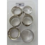 Six various silver napkin rings mixed marks 11