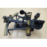An early 20thC brass and black finished metal sextant OS5