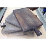 Four Victorian wooden chopping boards various sizes CA