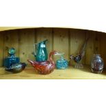 Art Glass: to include a Mdina scent bottle and stopper of squat,