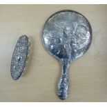 An Edwardian silver backed hand mirror Birmingham 1907;