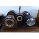 Five similar 1920/30s oak cased mantel clocks various sizes & forms BSR