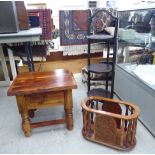 Small furniture: to include a 1930s stained oak three tier folding cake stand,