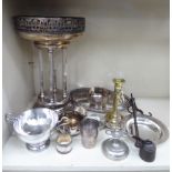 Metalware: to include an early 20thC French silver plated table centrepiece with an anthemion cast