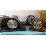 Four similar 1920/30s oak cased mantel clocks various sizes & forms BSR