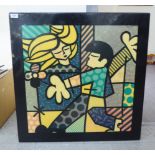 Romero Britto - a printed table-top 'Love at first sight' bears a signature 30''sq SR