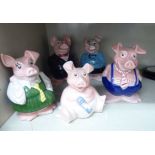 A complete set of five Wade china NatWest piggy banks OS6