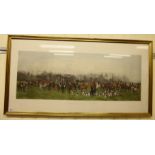 Heywood Hardy - 'A Lawn Meet at Aske' coloured print 14'' x 36'' framed HSR