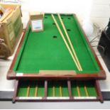 A Joe Davis mahogany finished billiards table with accessories 24'' x 50'' BSR